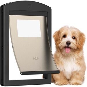 Medium Dog Door‎ Black Plastic Magnetic Flap 1-2in Doors Up to 40lb